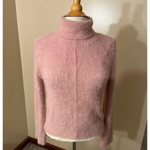 INC International Concepts Pink Blush Eyelash Turtleneck Sweater Sz M